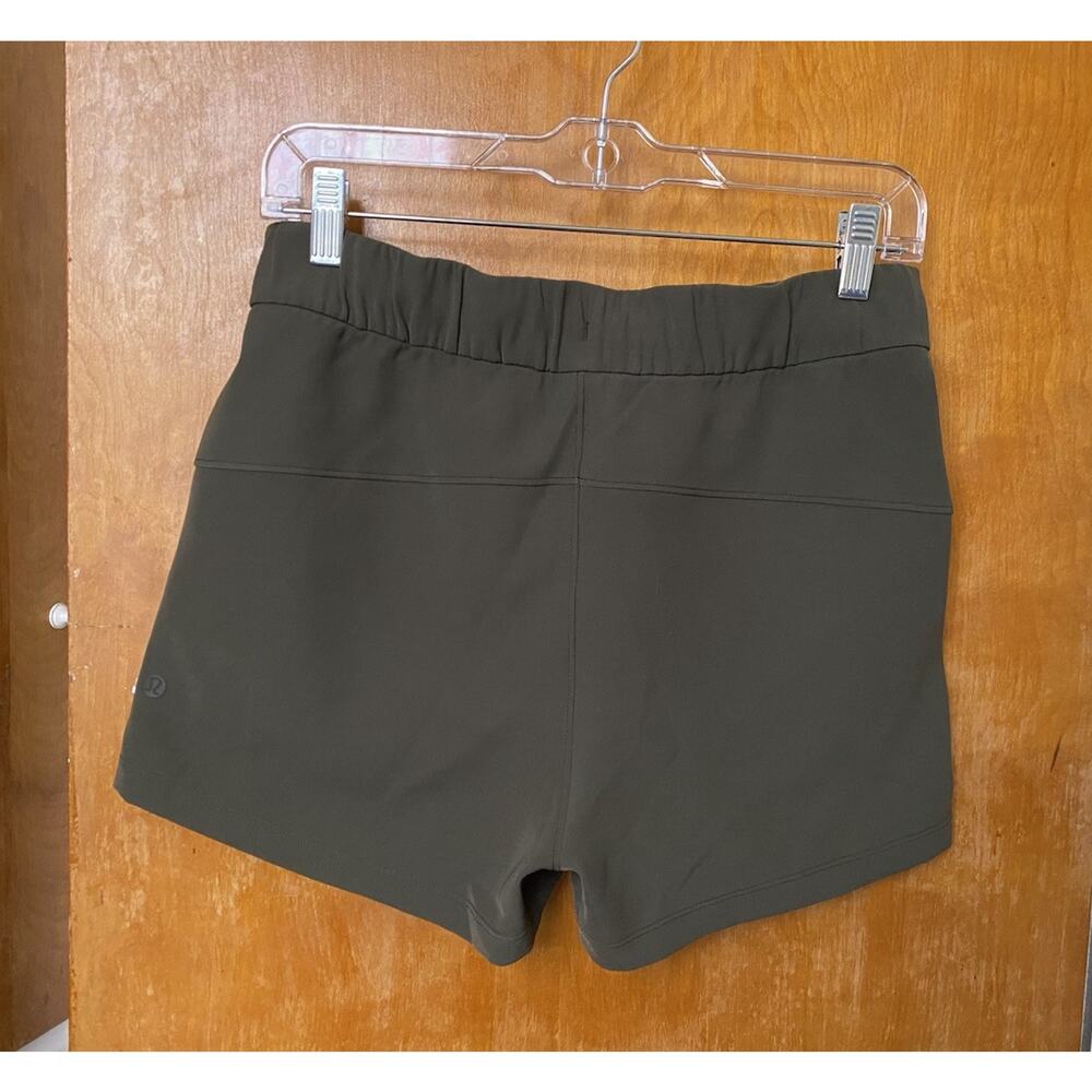 Lululemon On The Fly Drawstring Shorts Running Dark Olive Green Pull On Size 6 - Picture 3 of 5
